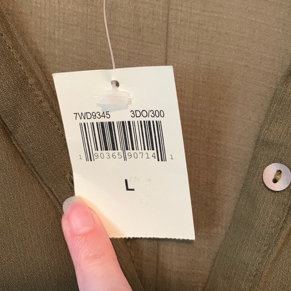 New Lucky Brand Olive Green Chiffon Button Up Maxi Dress Size Large - Picture 6 of 8